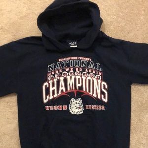 Navy blue, UCONN Vintage Hoodie, Women’s Championships, Unisex, Small.
